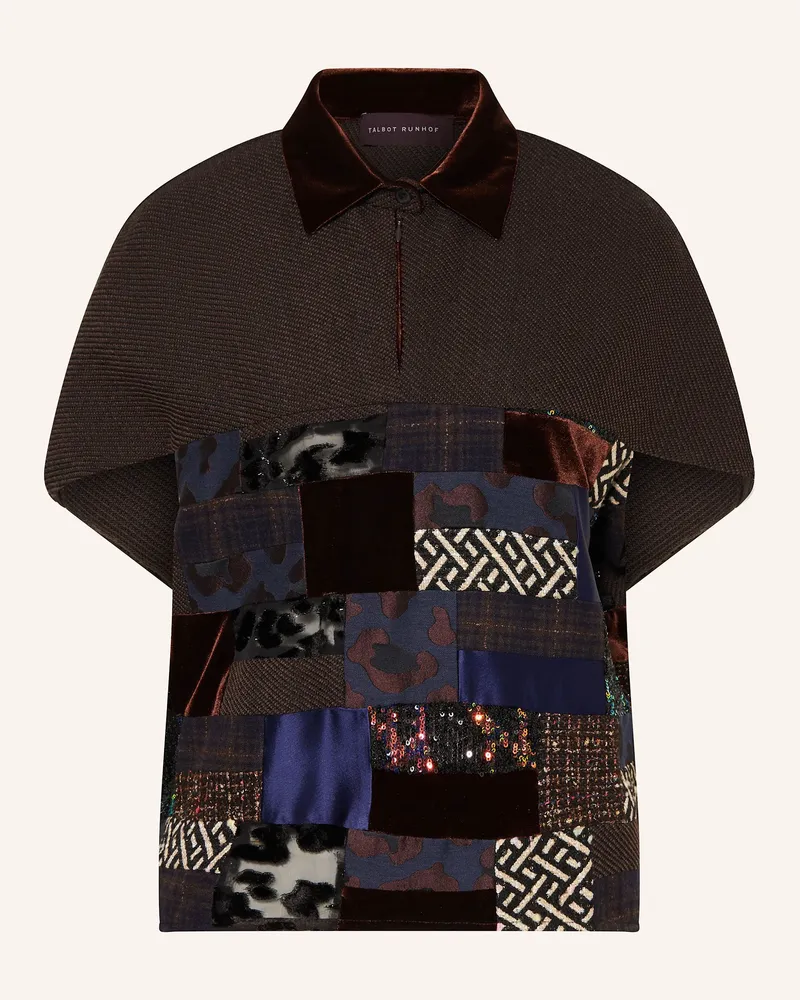 Talbot Runhof Blusenshirt Im Materialmix braun Dunkelbraun
