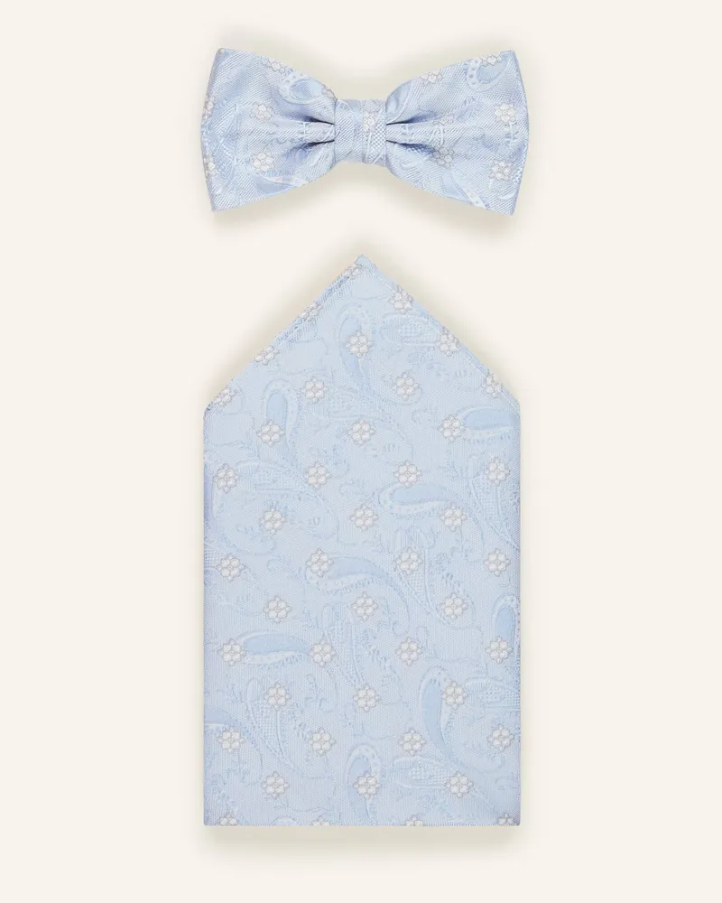 paul Set: Fliege Und Einstecktuch blau Hellblau