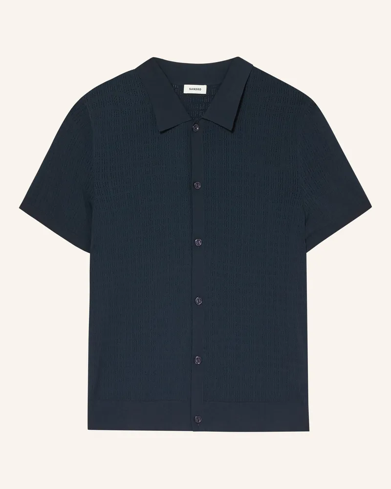 Sandro Strickhemd blau Dunkelblau