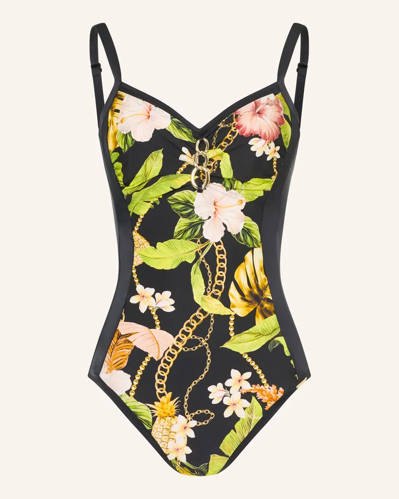 Charmline Shape-Badeanzug Imperial Tropics schwarz Schwarz