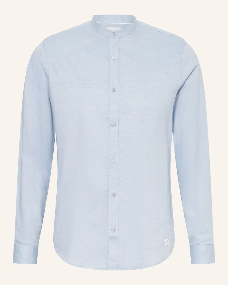 Nowadays Hemd Regular Fit Mit Stehkragen blau Hellblau