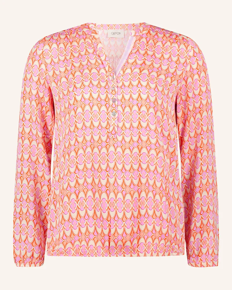 Cartoon Blusenshirt mit Schmucksteinen Hellorange