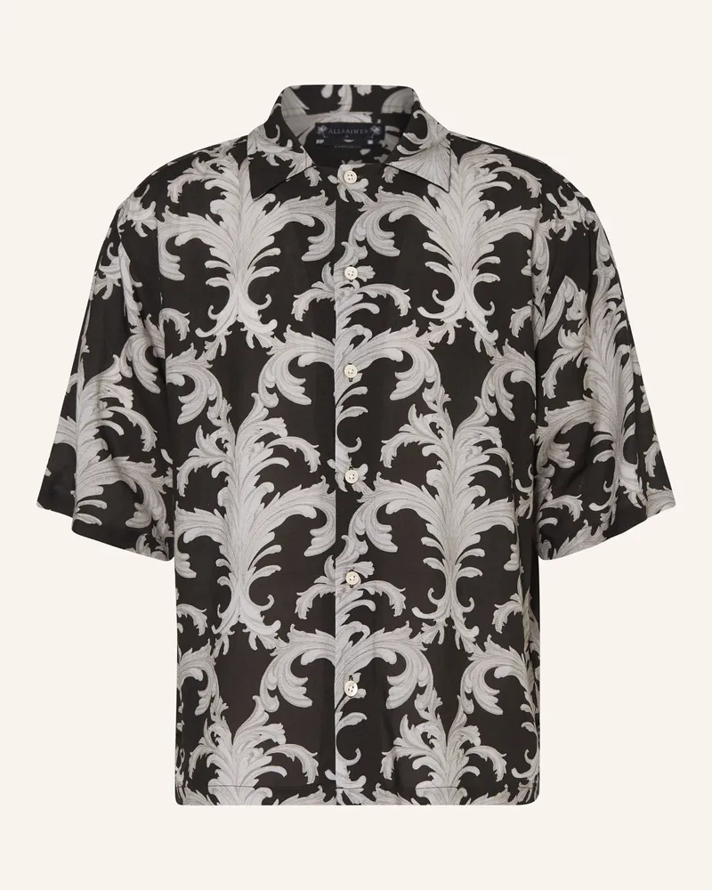 AllSaints Kurzarm-Hemd MOTIF Comfort Fit Schwarz
