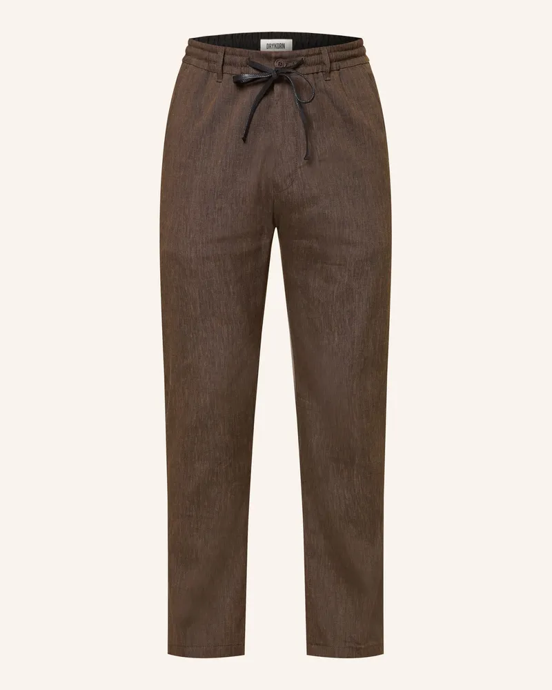 Drykorn Hose Deger Im Jogging-Stil Regular Fit Mit Leinen braun Braun