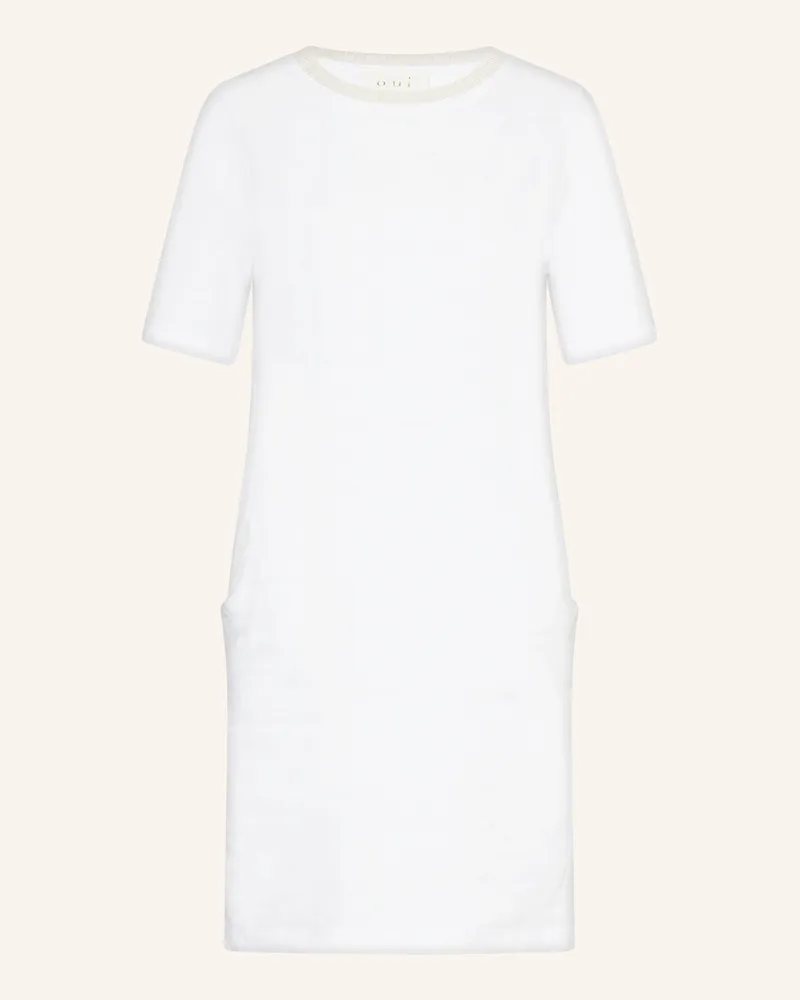Oui  Kleid Im Materialmix Mit Leinen weiss 1002