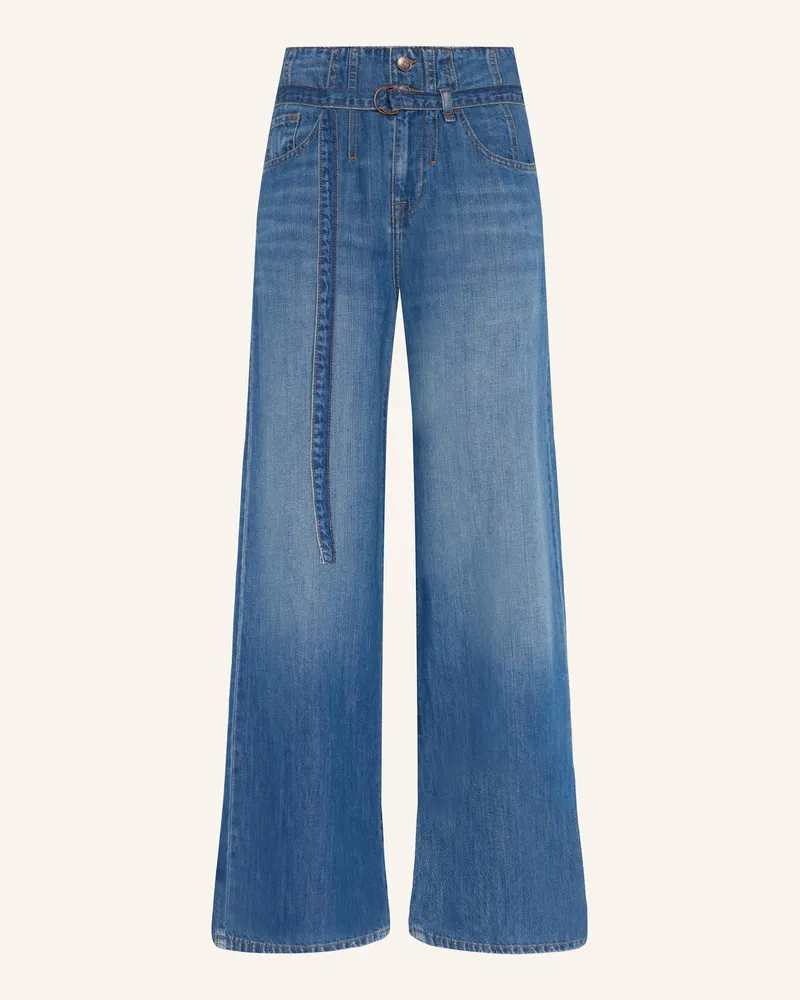 7 for all mankind Wide Leg Jeans BELTED WIDE LEG mit Leinen Blau