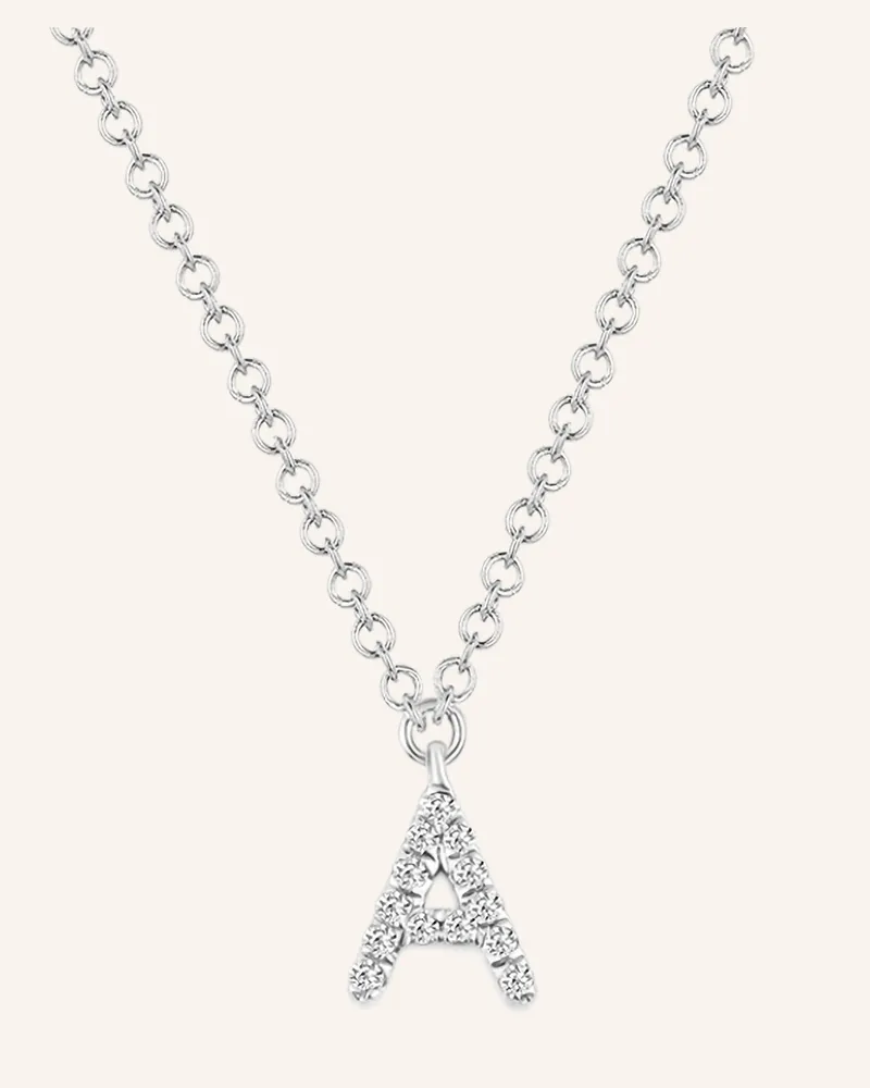 Leaf Initialien Halskette „A“ Aus 14 Karat Weißgold Mit Diamanten silber Weissgold