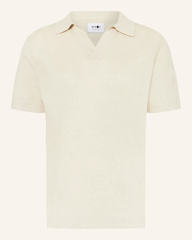 NN 07 Strick-Poloshirt RYAN mit Leinen Beige