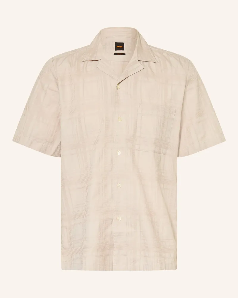 HUGO BOSS Resorthemd Rayer Regular Fit beige Hellgrau