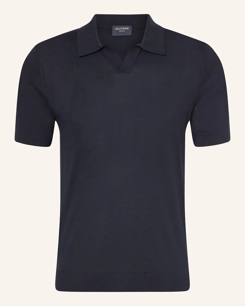 Olymp Strick-Poloshirt Dunkelblau