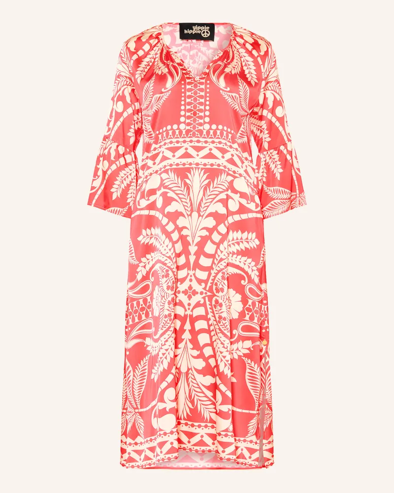 Yippie Hippie Satinkleid mit 3/4-Arm und Rüschen Rot