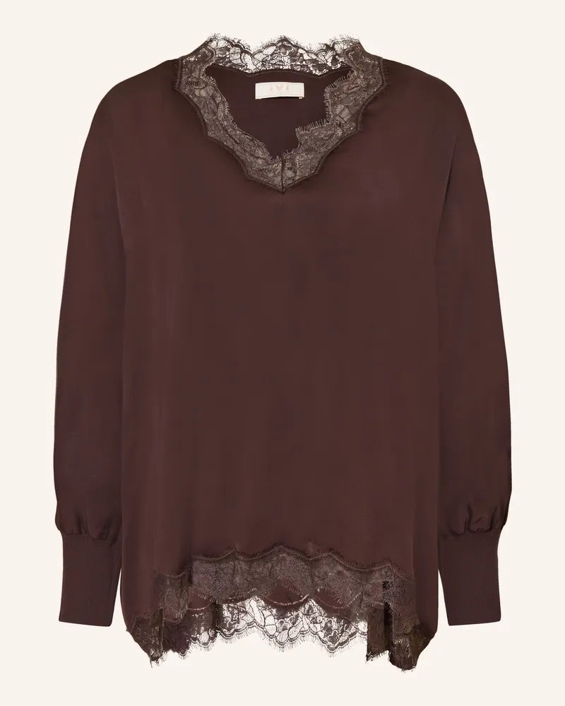 IVI Collection Blusenshirt Mit Seide braun Dunkelbraun