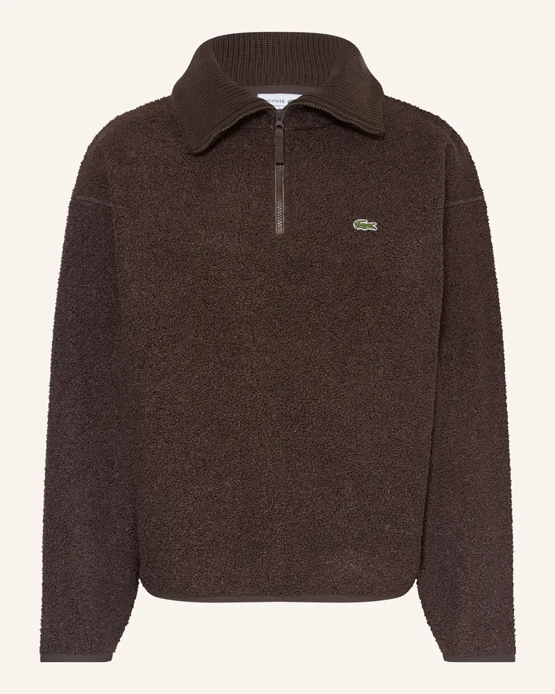 Lacoste Fleece-Troyer Dunkelbraun