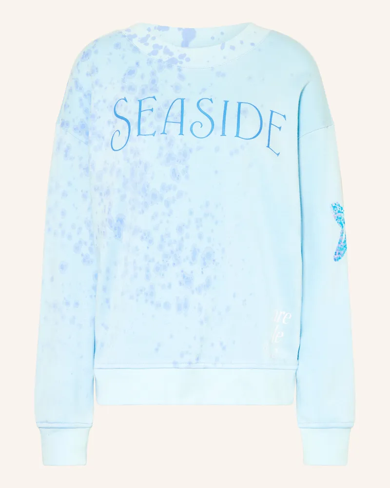 Yippie Hippie Sweatshirt mit Pailletten Hellblau