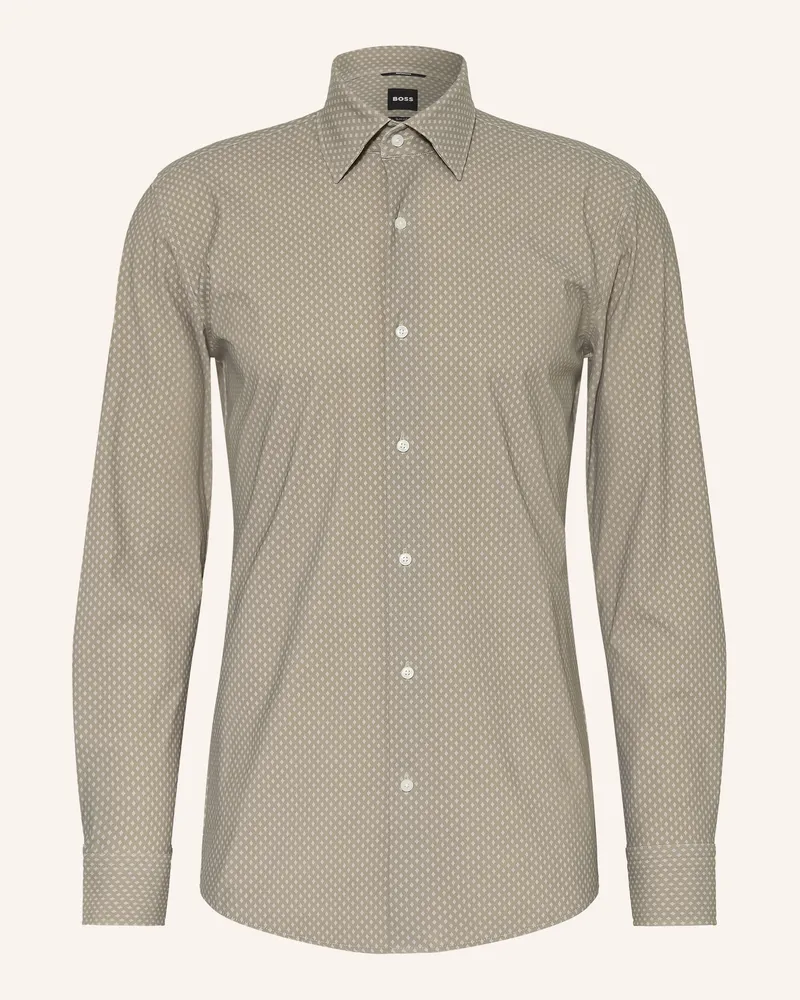 HUGO BOSS Hemd Hank Slim Fit beige Oliv