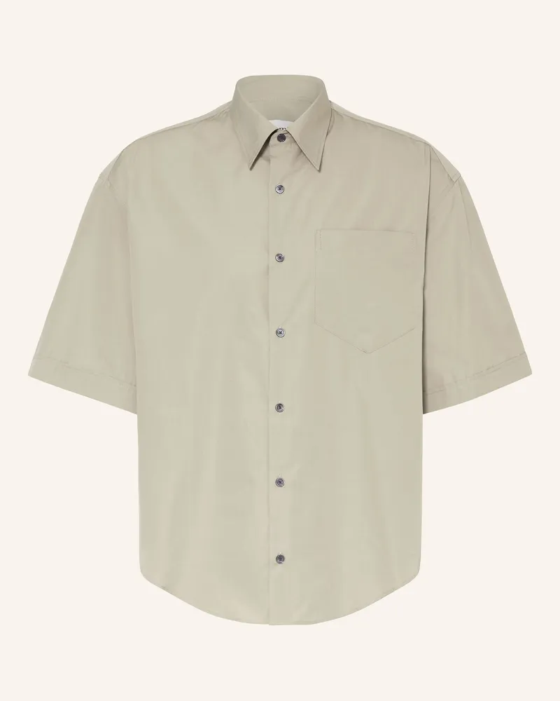 AMI Paris Kurzarm-Hemd Comfort Fit beige Hellgrün