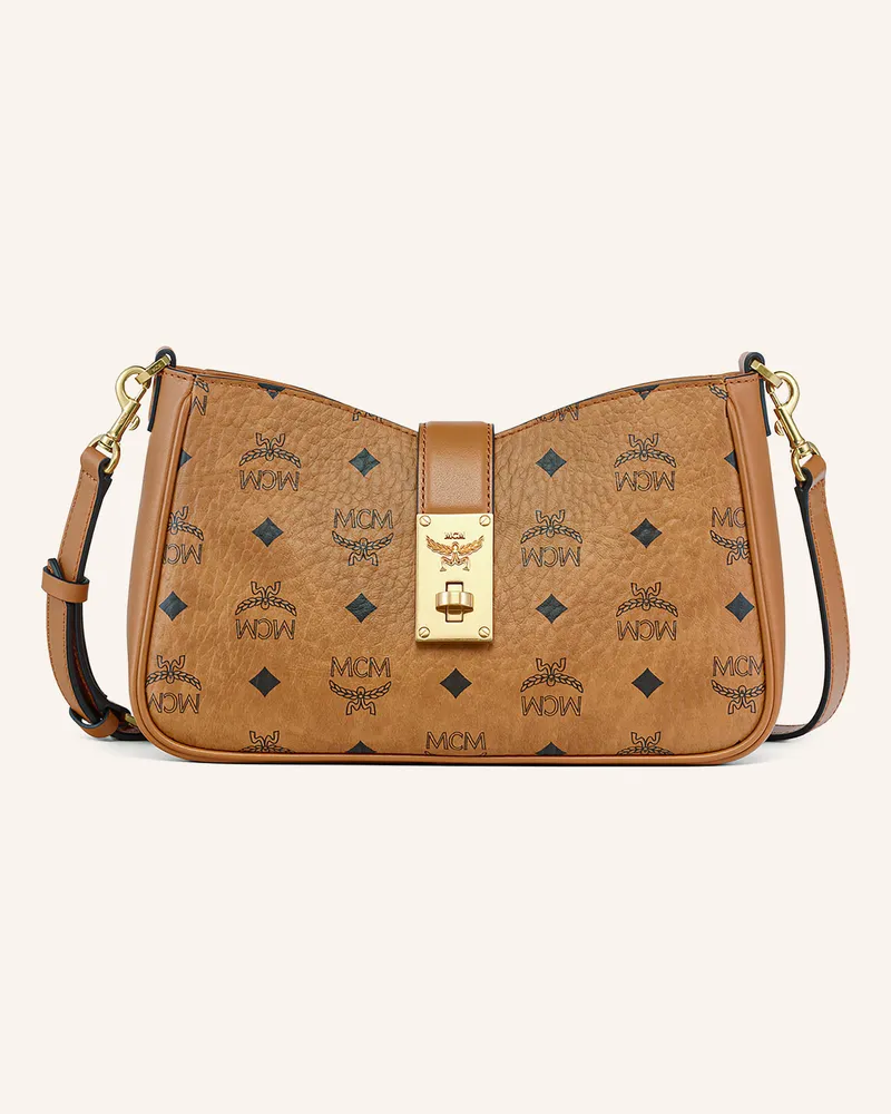 MCM Umhängetasche Tracy Visetos Small braun Cognac