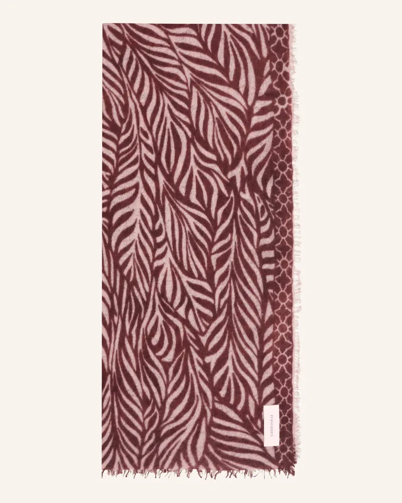 Puschoen Cashmere-Schal Leafgarden rot Braun