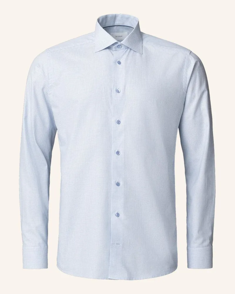 Eton Kariert Fine Twill-Hemd Slim Fit Blau