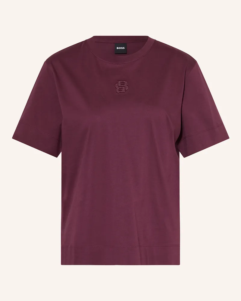 HUGO BOSS T-Shirt ELPHA mit Schmucksteinen Dunkelrot