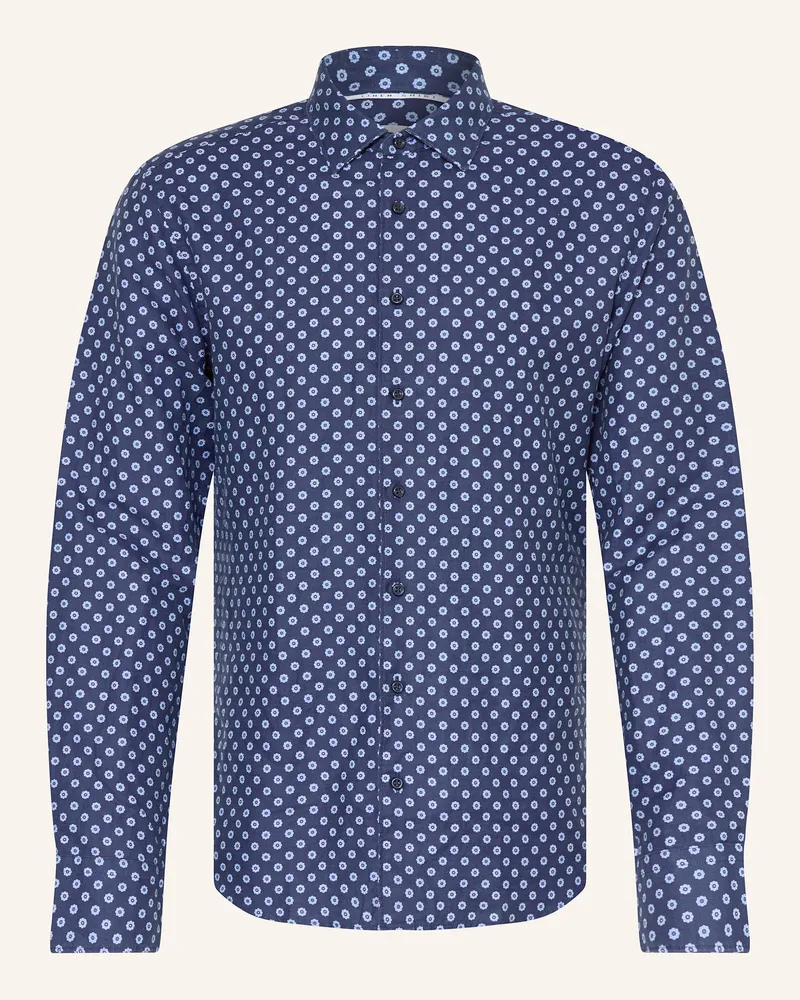 Eterna Hemd Slim Fit mit Leinen Dunkelblau