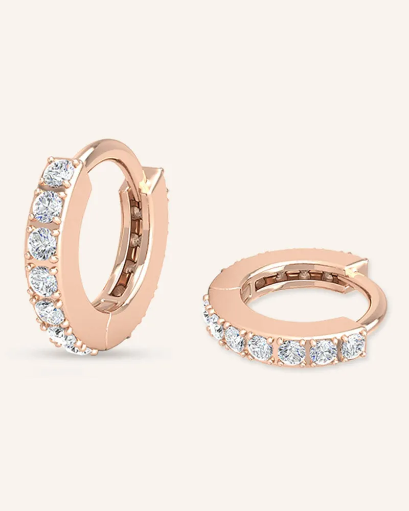 VEYNOU Creolen MINI HUGGIES aus 14 Karat Roségold und 0,33ct. Diamanten Roségold