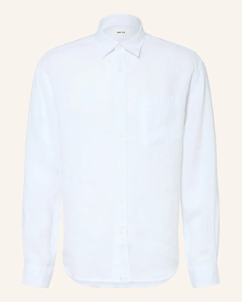 NN 07 Leinenhemd Dino Comfort Fit weiss Weiss