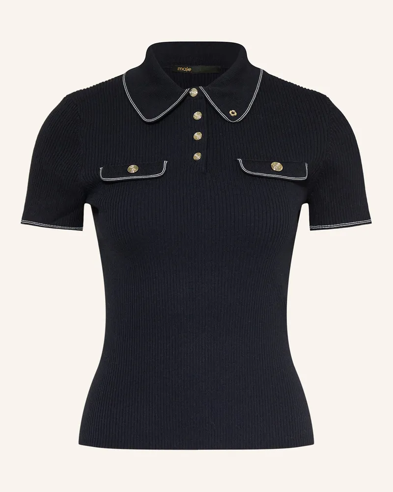 Maje Strick-Poloshirt Dunkelblau