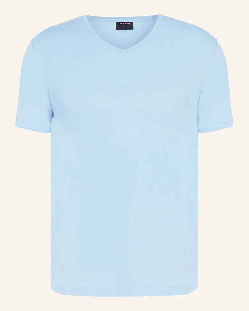 Olymp T-Shirt aus Leinen Hellblau