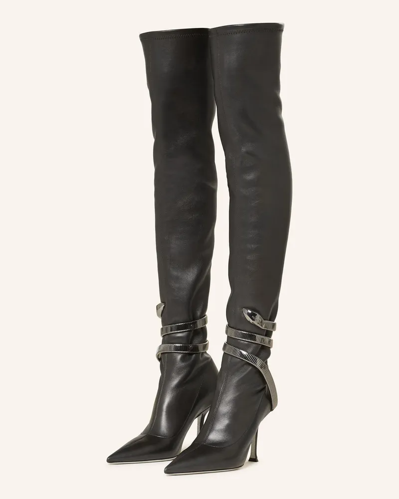 René Caovilla Overknee-Stiefel Schwarz