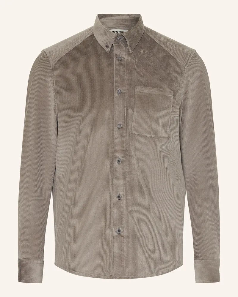 Drykorn Cordhemd Liet Comfort Fit grau Taupe