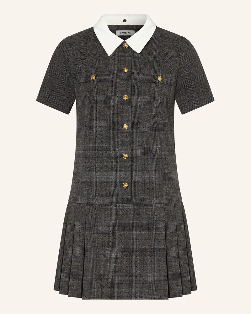 Sandro Hemdblusenkleid mit Schmucksteinen Dunkelgrau