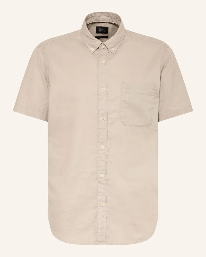 Camel Active Kurzarm-Hemd Regular Fit Mit Leinen beige Grau
