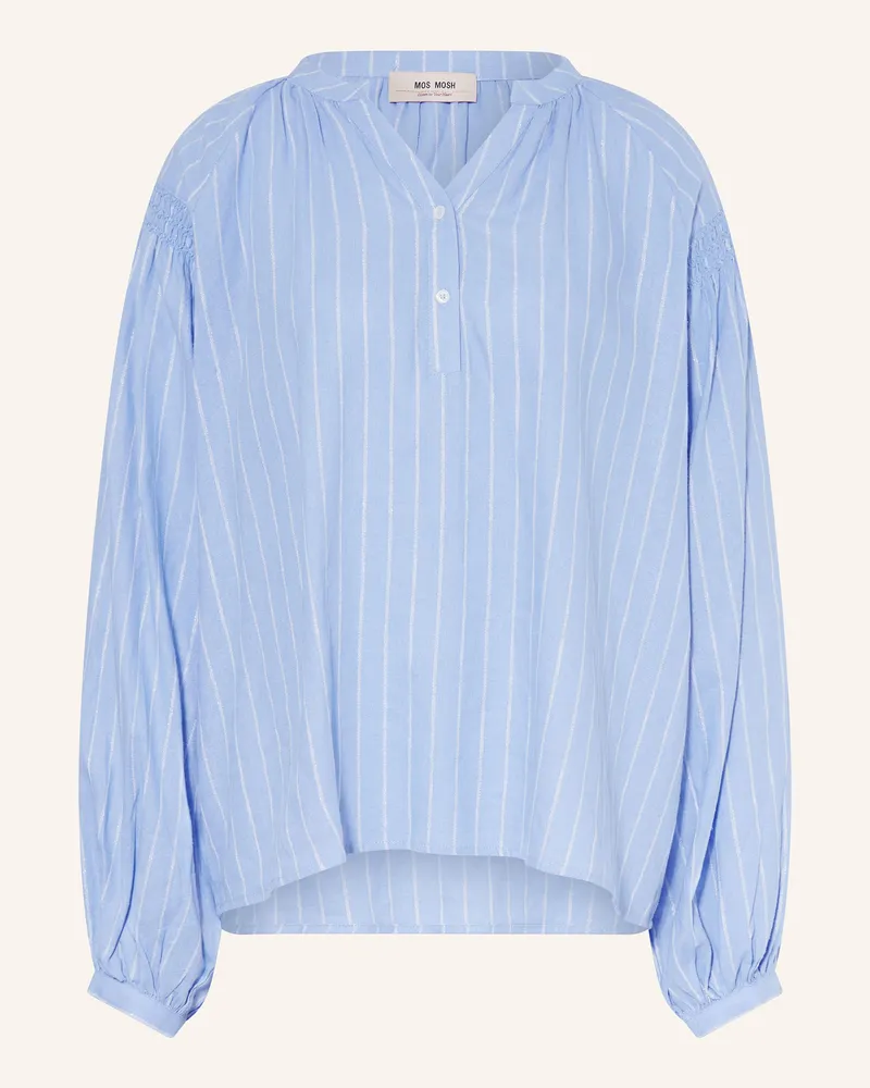 Mos Mosh Blusenshirt mit Leinen und Glitzergarn Hellblau