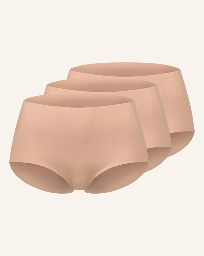 Ehrlich Textil 3er Pack Casual Cotton High Waist Slip Aus Bio-Baumwolle - Nahtlose Kanten braun Rosa