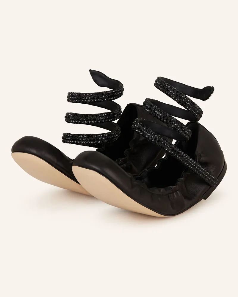 René Caovilla Ballerinas CLEO mit Schmucksteinen Schwarz