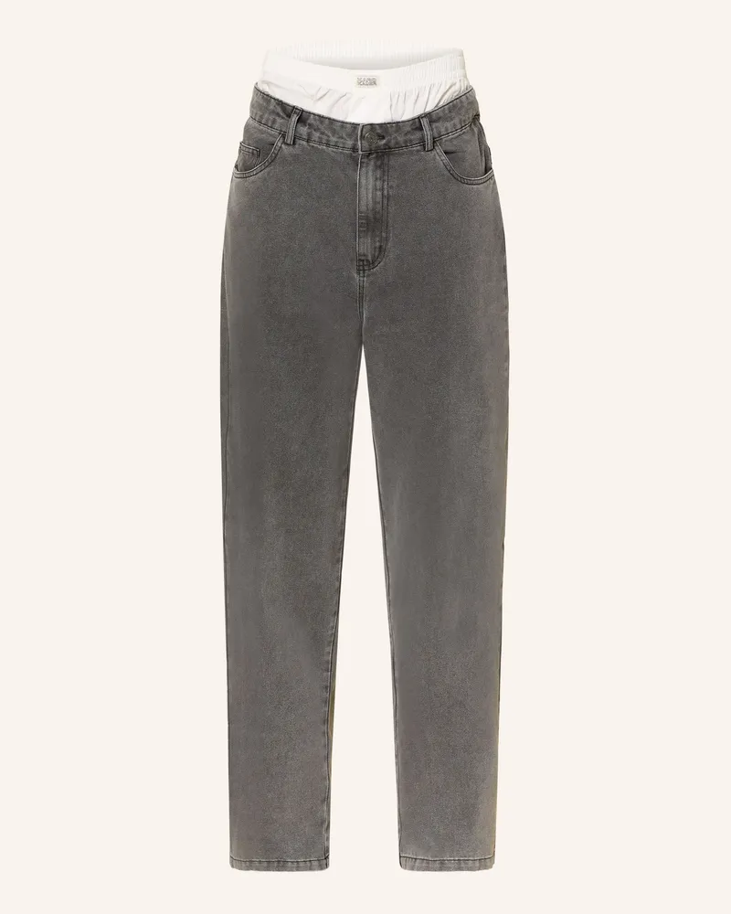 Karo Kauer Wide Leg Jeans Im Materialmix grau 846