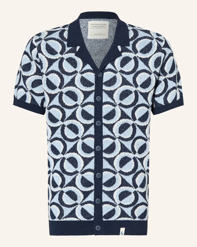 colours & sons Kurzarm-Hemd blau Dunkelblau