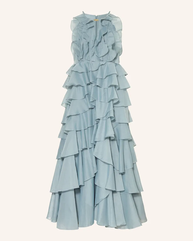 Aje. Abendkleid Cleo Mit Volants blau Petrol