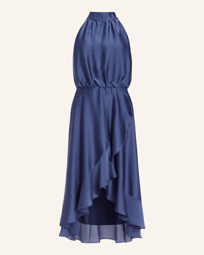 Swing Cocktailkleid aus Satin mit Volants Dunkelblau