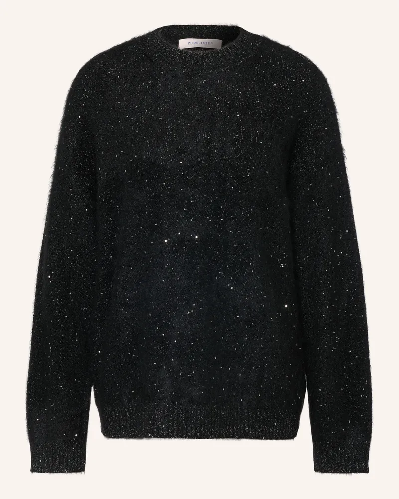 Puschoen Pullover Amdo Mit Pailletten Und Glitzergarn schwarz Schwarz