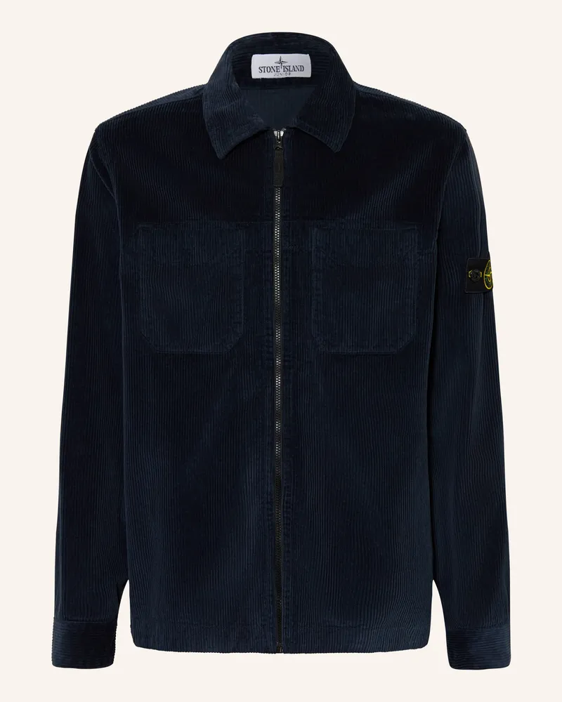 Stone Island Overjacket Aus Cord blau Dunkelblau