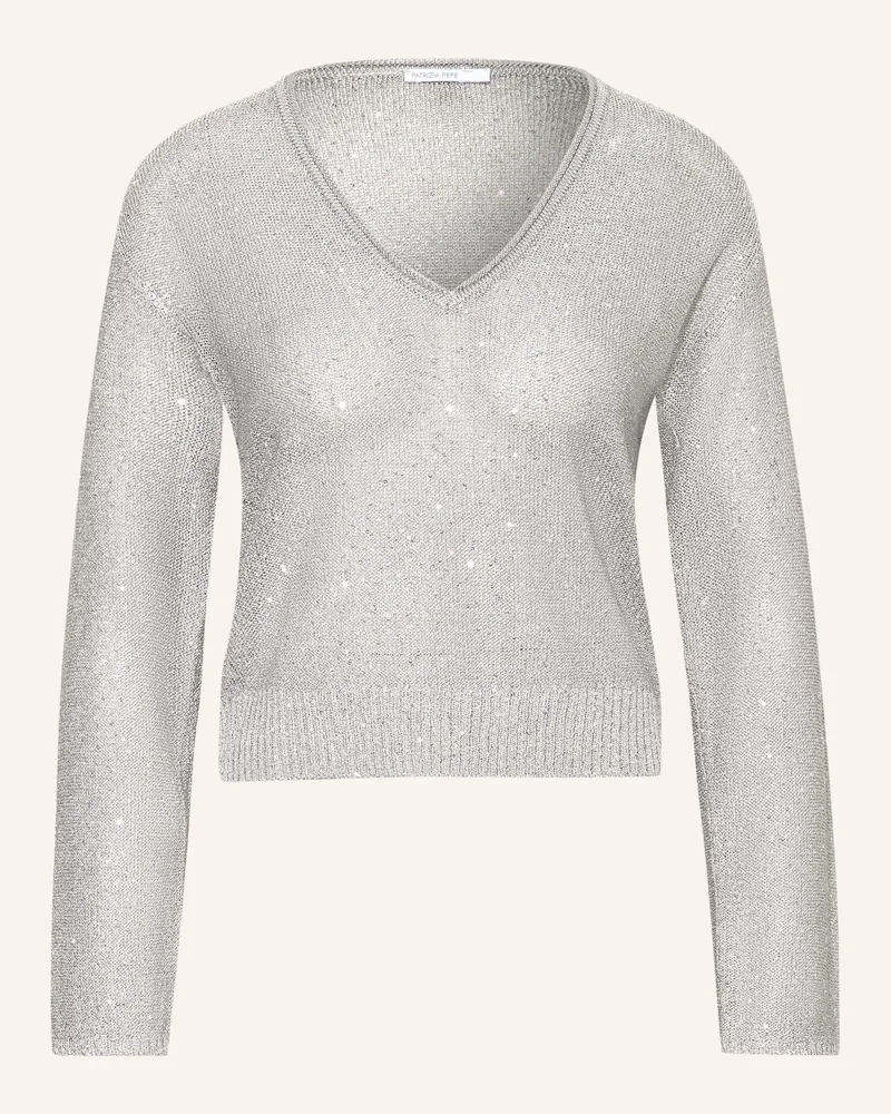 Patrizia Pepe Pullover mit Pailletten Grau