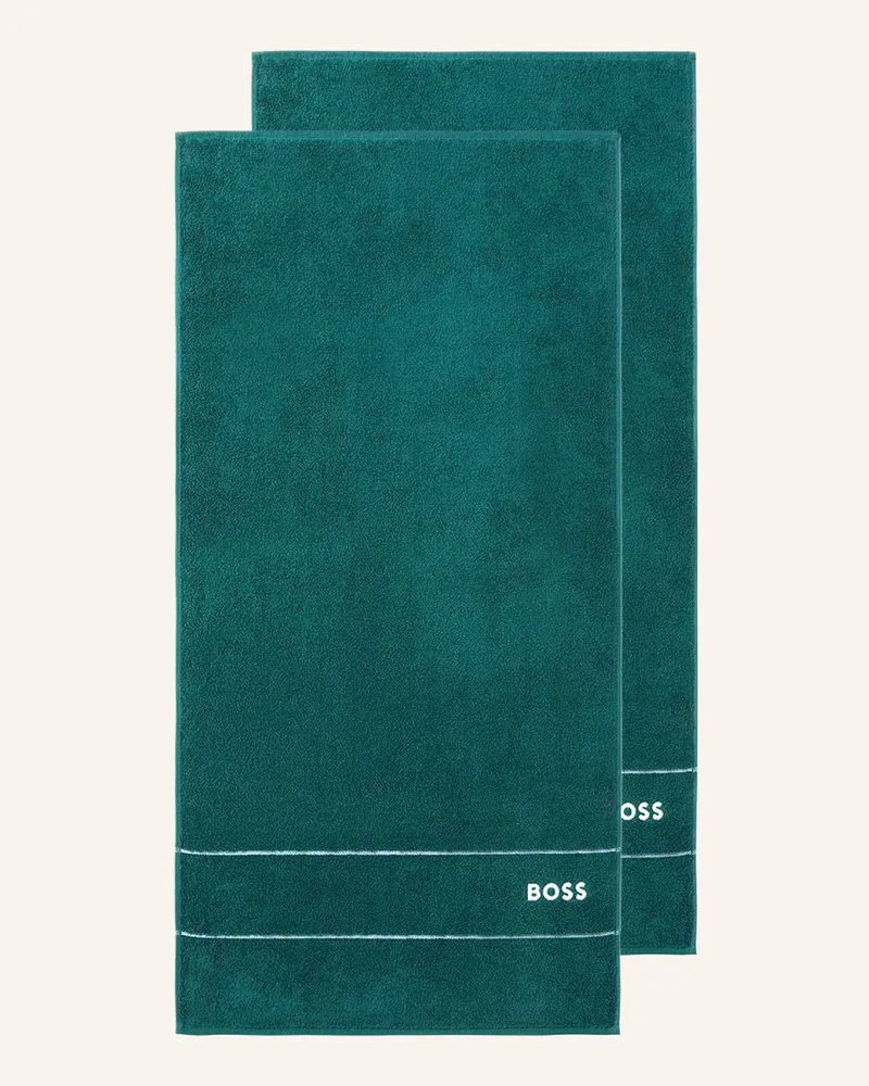 HUGO BOSS Handtuch 2er Set Plain gruen Dunkelgrün