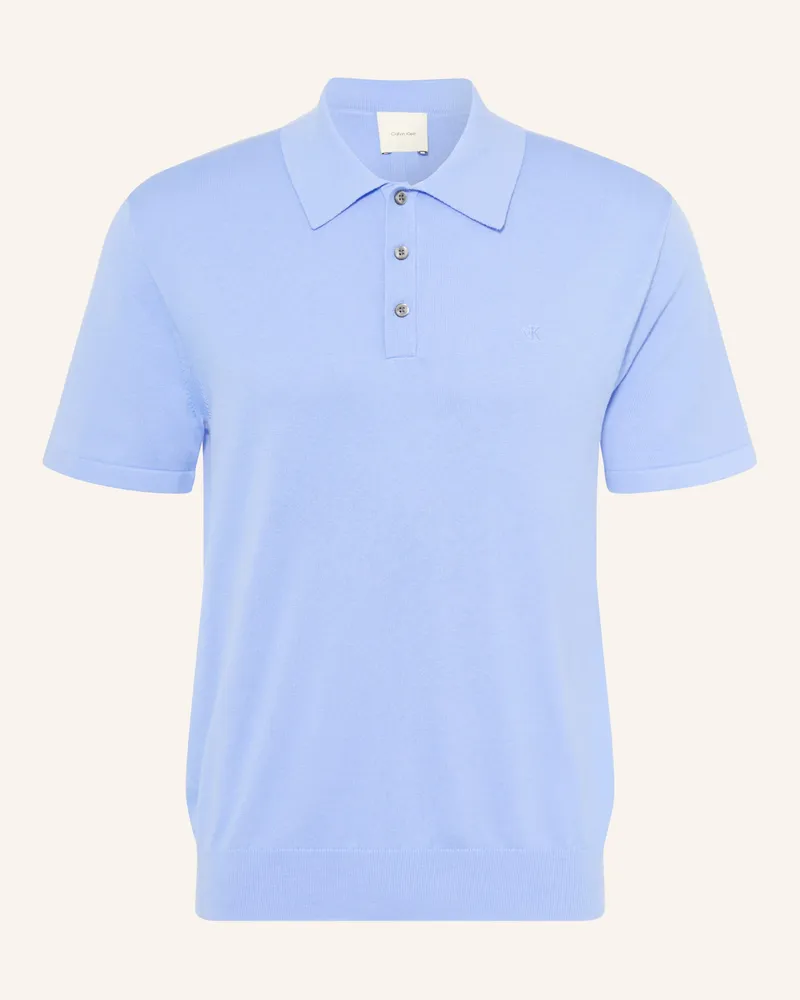 Calvin Klein Strick-Poloshirt blau Hellblau