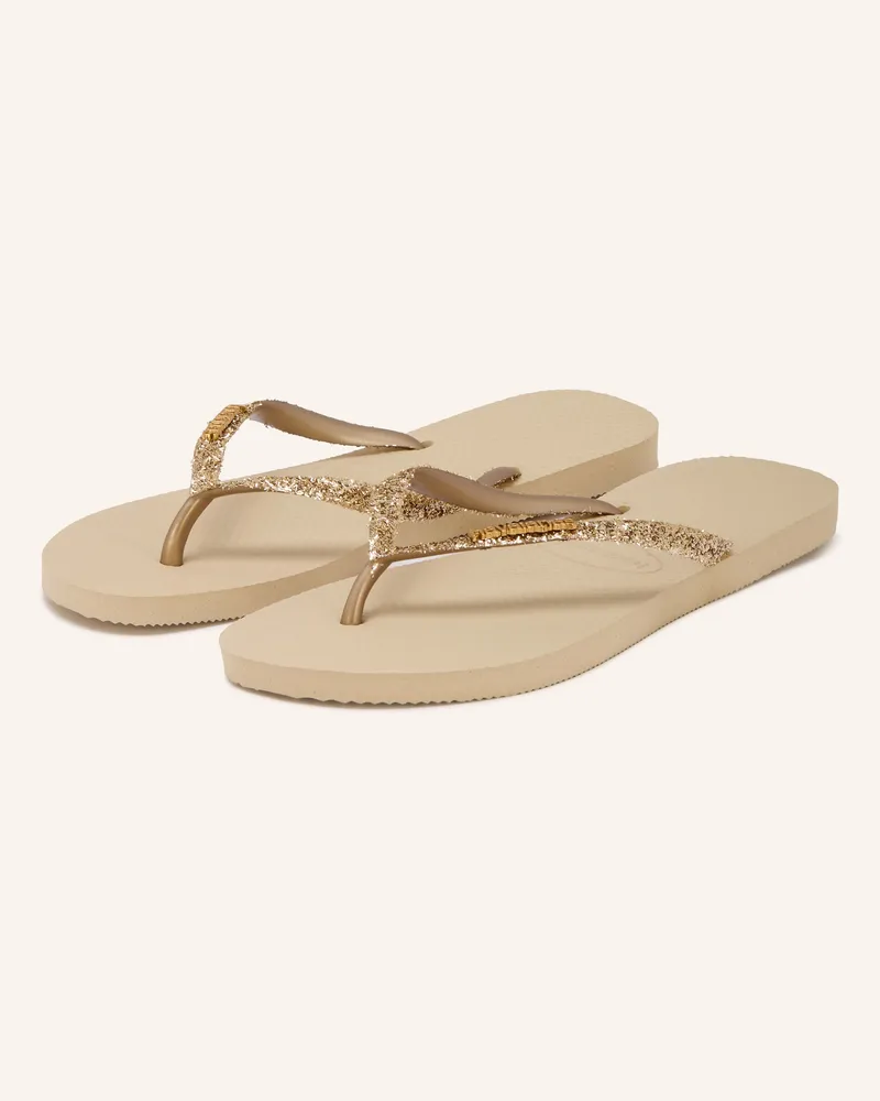 Havaianas Zehentrenner Slim Glitter beige Hellgrün