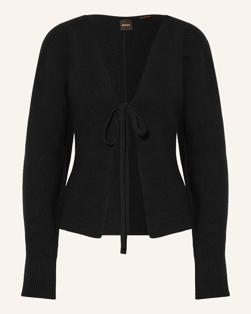 HUGO BOSS Strickjacke Fumm schwarz Schwarz