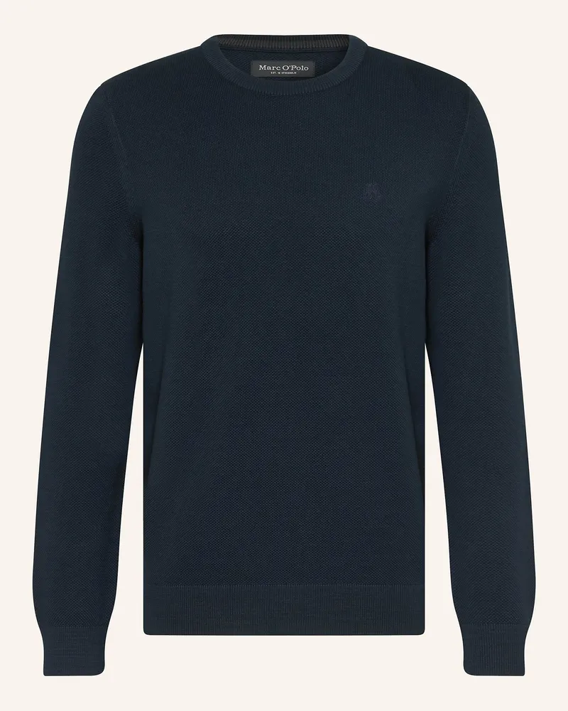 Marc O'Polo Piqué-Pullover blau Dunkelblau