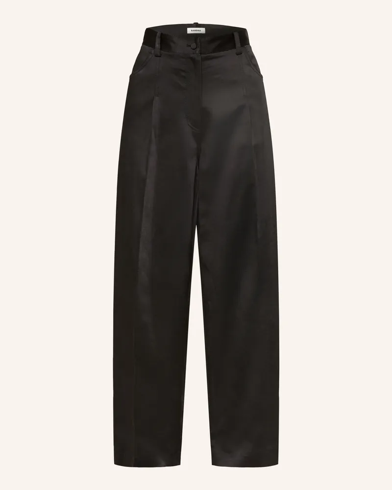 Sandro Marlenehose Aus Satin schwarz Schwarz