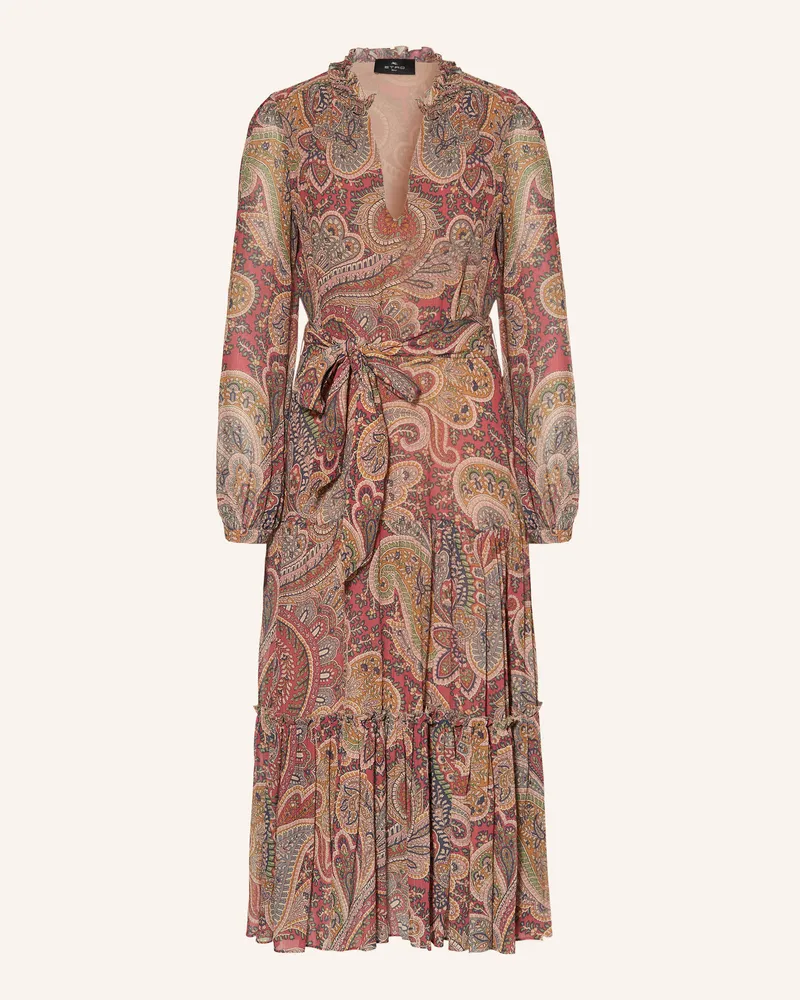 Etro Kleid mit Rüschen Dunkelrot